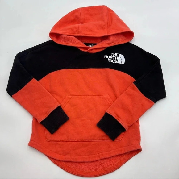 The North‎ Face Hoodie Sweatshirt Girls size XS Pullover Orange Black Kids Comfy - Picture 1 of 6